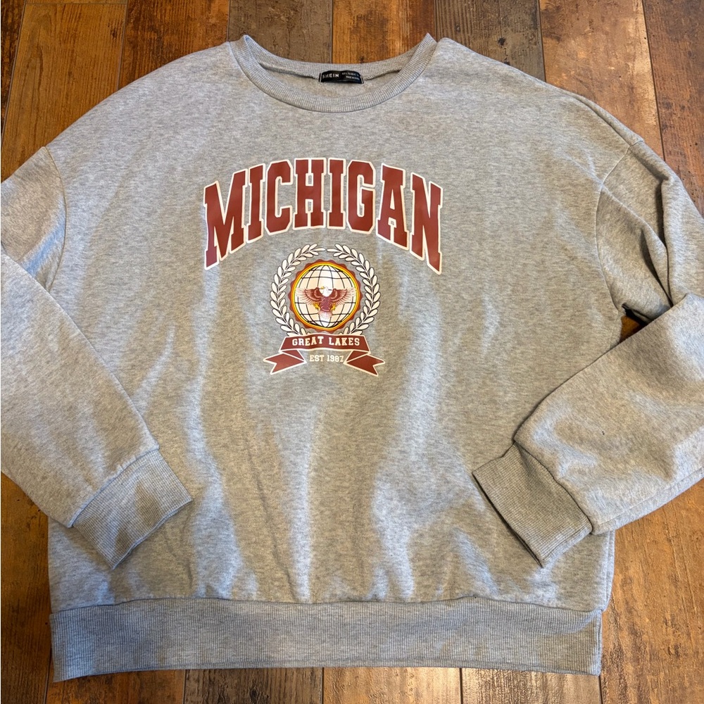 Women’s SHEIN gray Michigan crew neck sweatshirt size large
